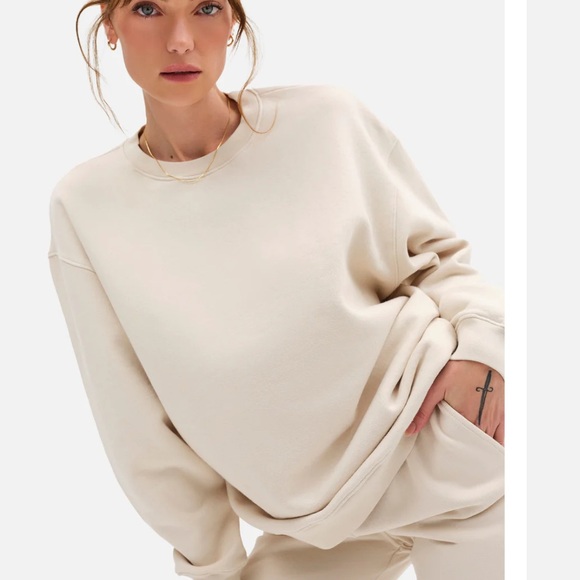 Organic Fleece Oversized Sweatshirt-Bone - Picture 1 of 10
